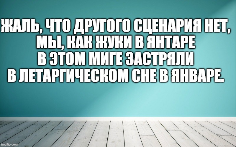 Жаль, что другого сценария нет, Мы, как жуки в янтаре В этом миге застряли В летаргическом сне в январе.