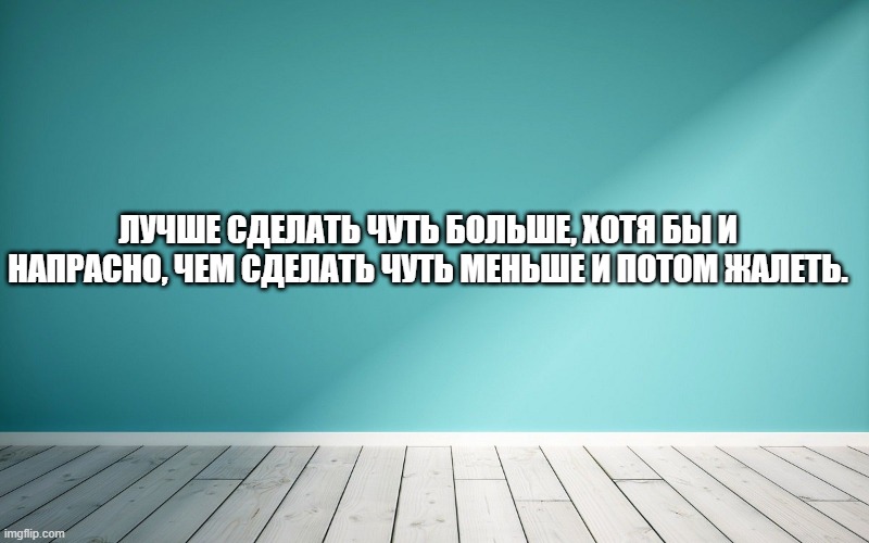 Лучше сделать чуть больше, хотя бы и напрасно, чем сделать чуть меньше и потом жалеть.