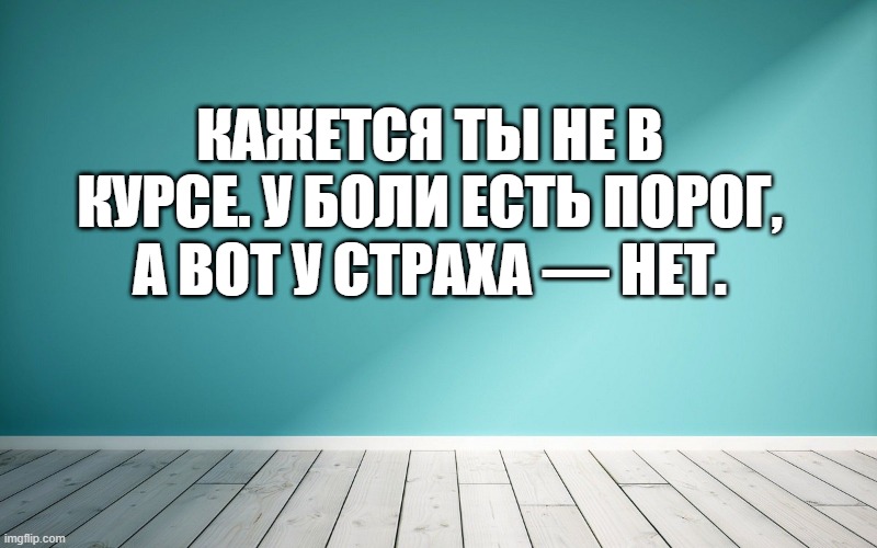 Кажется ты не в курсе. У боли есть порог, а вот у страха — нет.