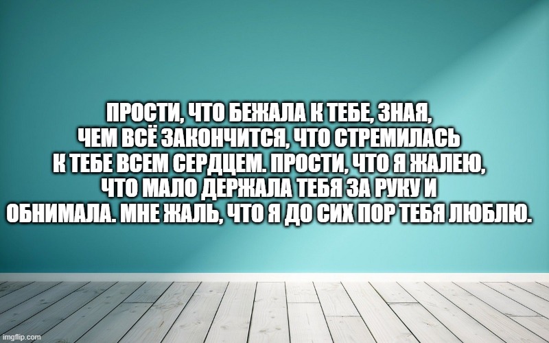 Прости, что бежала к тебе, зная, чем всё закончится, что стремилась к тебе всем сердцем. Прости, что я жалею, что мало держала тебя за руку и обнимала. Мне жаль, что я до сих пор тебя люблю.