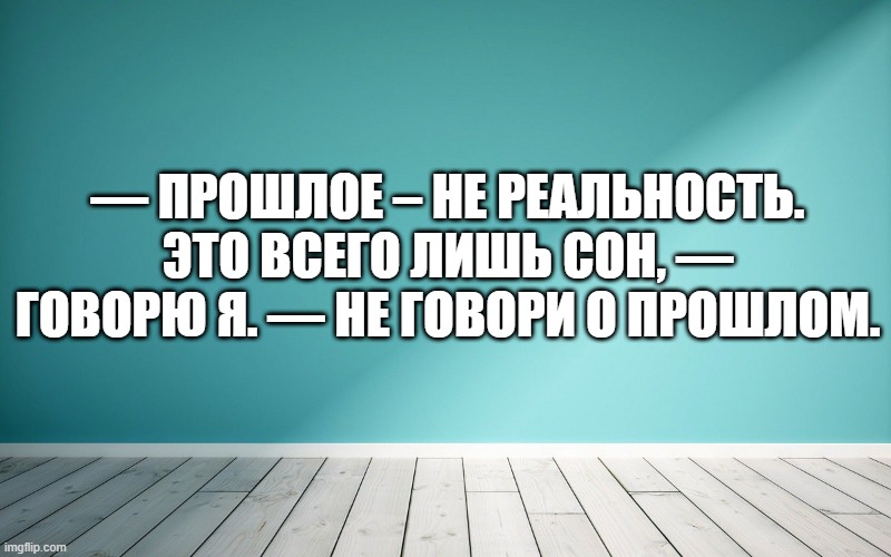 — Прошлое – не реальность. Это всего лишь сон, — говорю я. — Не говори о прошлом.