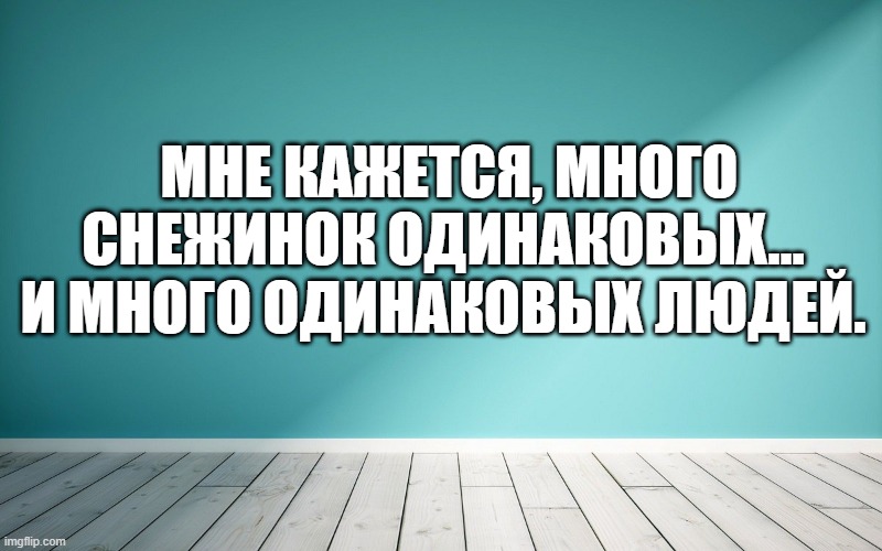 Мне кажется, много снежинок одинаковых… и много одинаковых людей.